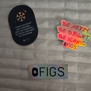 Rare Limited Edition FIGS scrubs vinyl (holiday themed) stickers. Set of 3.